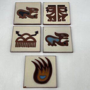 Vintage Tecolote Tiles Italy Made P & D Jupp Custom Design Tiles Set Of 5 READ